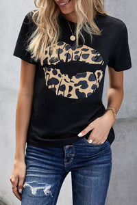 Leopard Lips On Black Tee