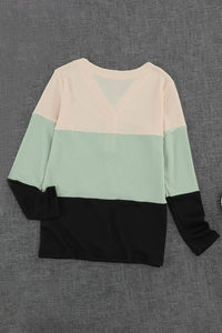 Sage Color-block Waffle Knit Shirt