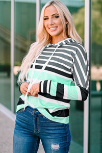 Mint Black Striped Lightweight Hoodie