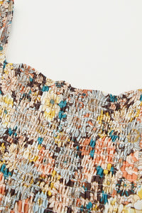 Colorful Fall Floral Crossover Front Tie Blouse
