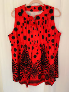 Red Black  Print Sleeveless Top