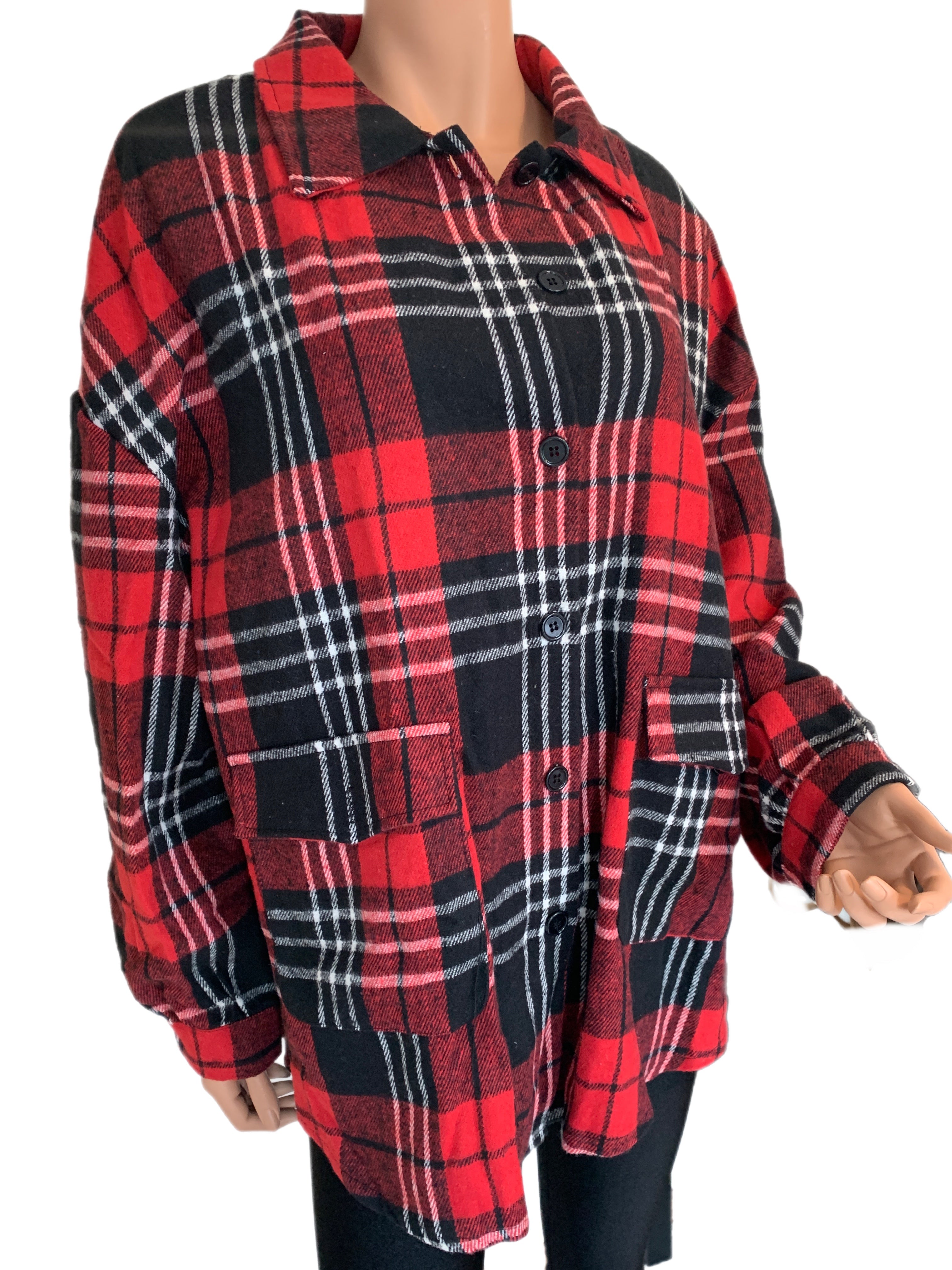 Classic Red Plaid Curvy Size Shacket