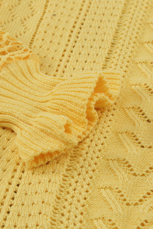 Yellow Lace Sleeve Pointelle Knit Sweater – Just Your Average Gal