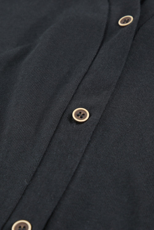 Black Long Button Down Knit Cardigan