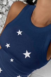 Navy Star Print Tank Top