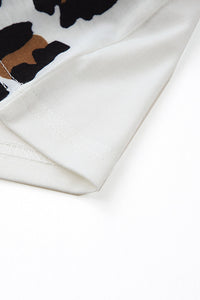 White Leopard Print Crisscross V-neck Tank