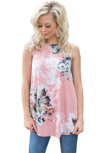 Pink High Neck Floral Tank (Small)
