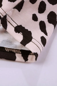 Khaki Leopard Print Crewneck Knit Tee