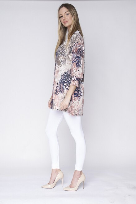 Mauve Navy Print Silky Tunic