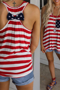 Patriotic Stars and Stripes Bowtie Racerback Tank