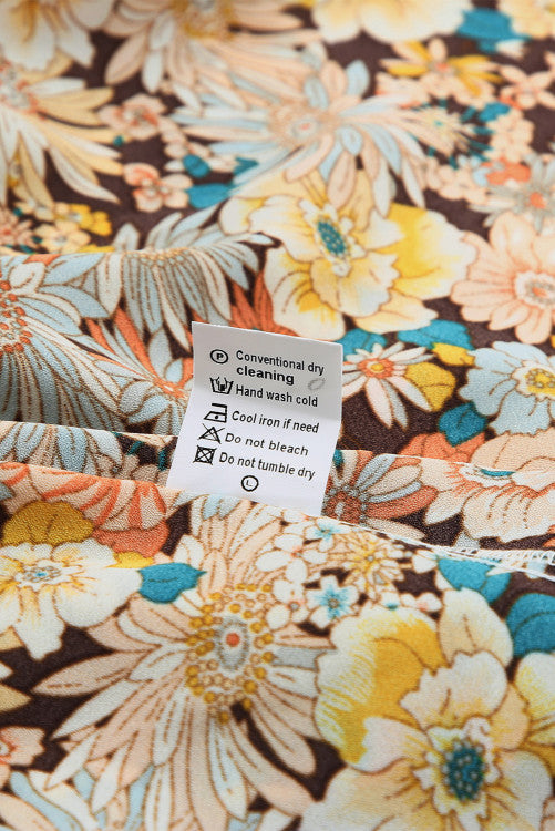 Colorful Fall Floral Crossover Front Tie Blouse