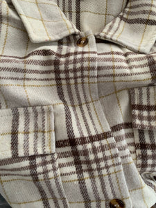 Brown/Cream Plaid Detachable Hooded Shacket