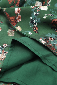 Green Floral V-Neck Peplum Blouse