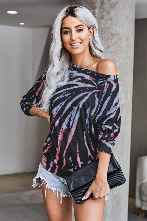 Black Pastel Splash Knit Pullover