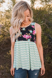 Mint Floral Tank S/M