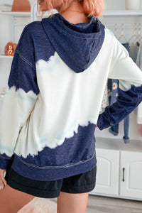 Navy/Cream Tie Dye Hooded Sweatshirt