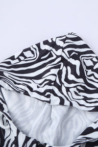 Zebra Print Kangaroo Pocket Half Zip Hoodie