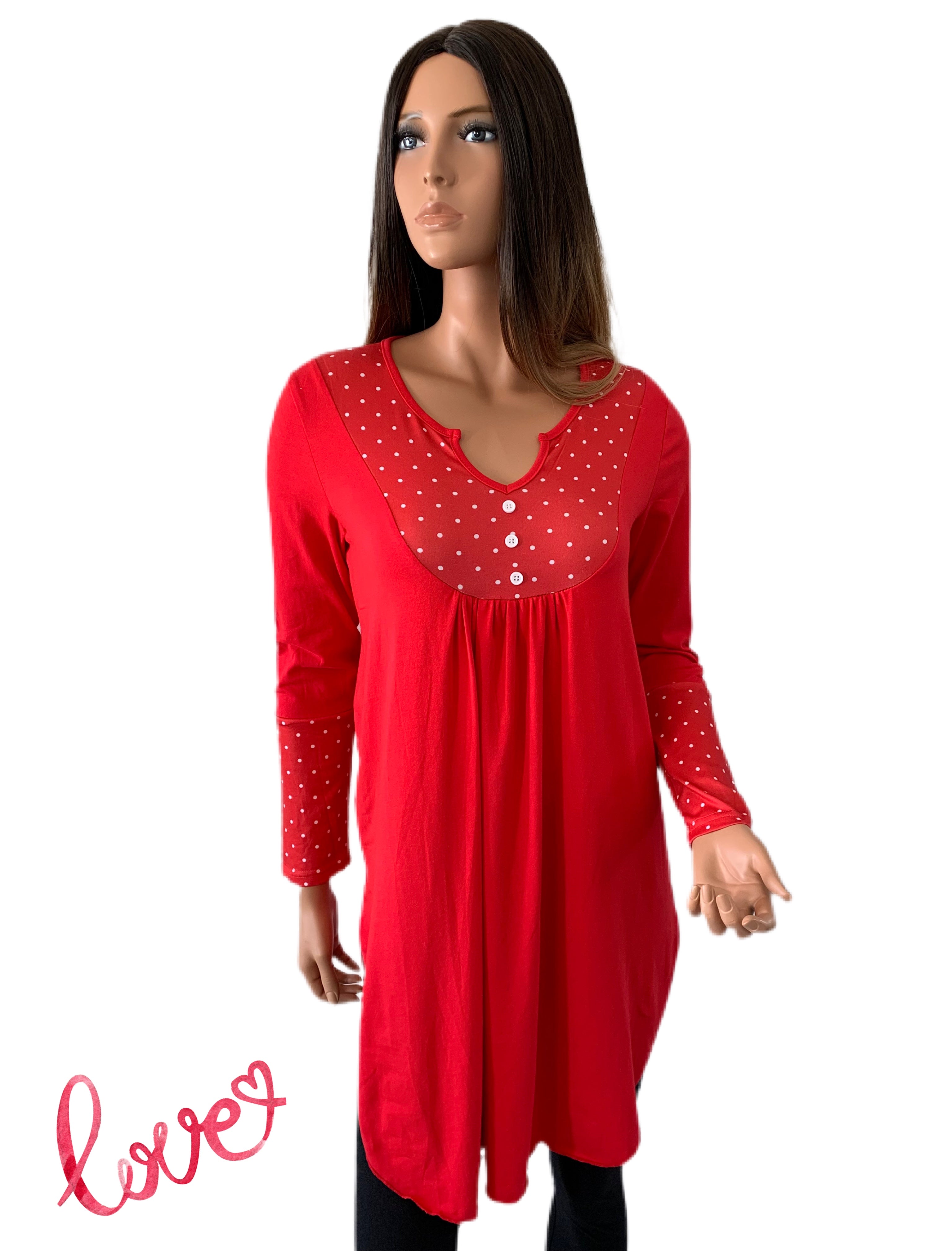 Red Polka Dot Accented Tunic