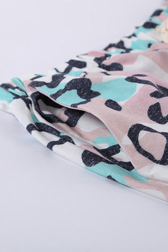 Pastel Leopard Print Pocketed Shorts