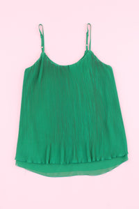 Kelly Green Pleated Layered Strappy Tank