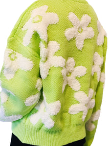 White Daisy Lime Sweater