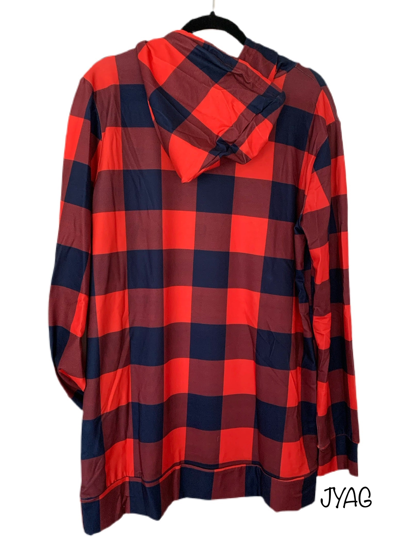 Navy/Bright Red Plaid Lightweight Tunic Hoodie