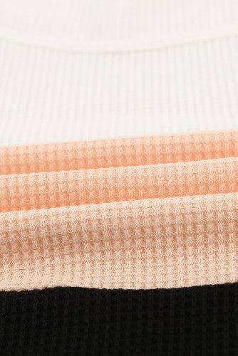 Peach and Black Striped Colorblock Thermal Top