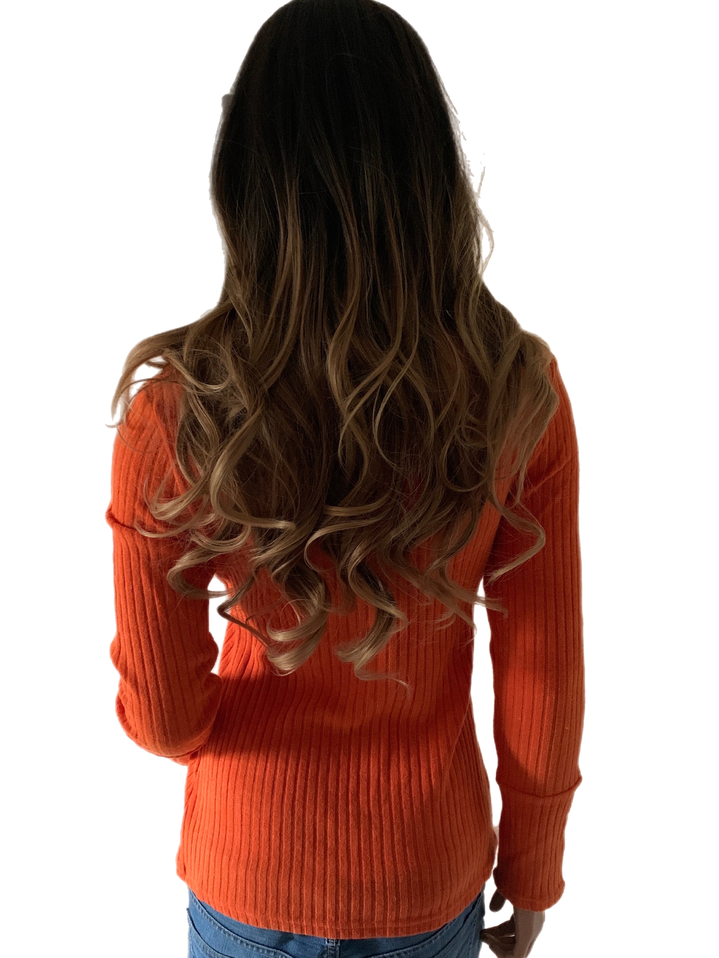 Spiced Pumpkin V-neck Button Knit Sweater