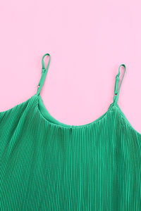 Kelly Green Pleated Layered Strappy Tank