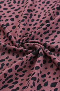 Maroon Cheetah Print Silky Knit Short Sleeve Tee