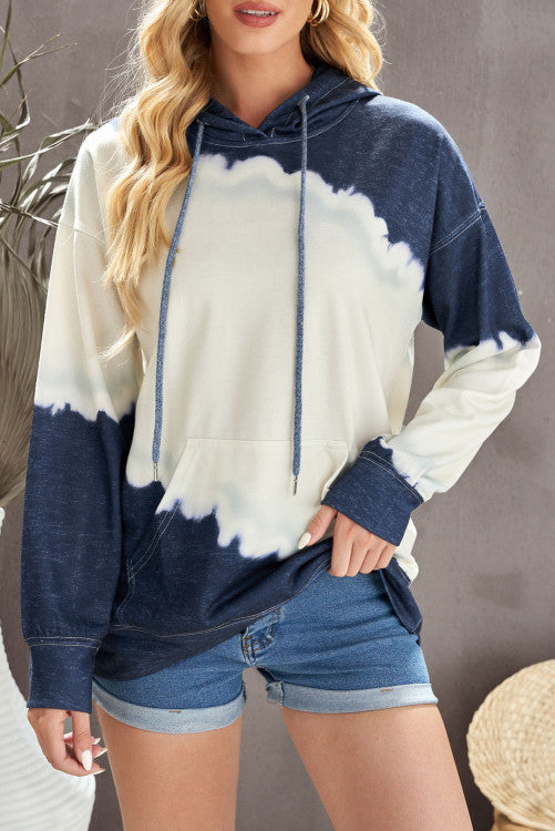 Navy/Cream Tie Dye Hooded Sweatshirt