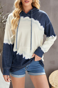 Navy/Cream Tie Dye Hooded Sweatshirt