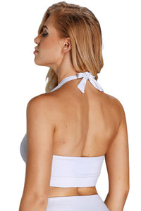 White Gathered Bust Halter Bra