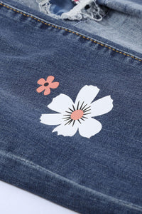 Blue Daisy Patches Stretch Denim Jeans