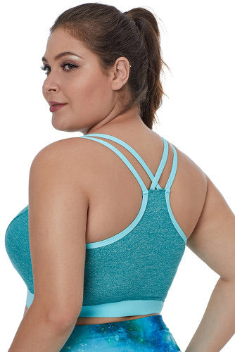 Heather Turquoise Double Straps Racerback Sports Bra