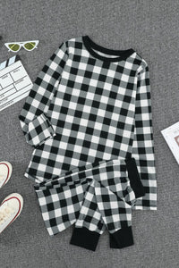 Black Plaid Pajama Lounge Set