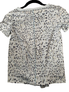 Girls Pastel Blue Leopard Print Tied Short Sleeve Tee
