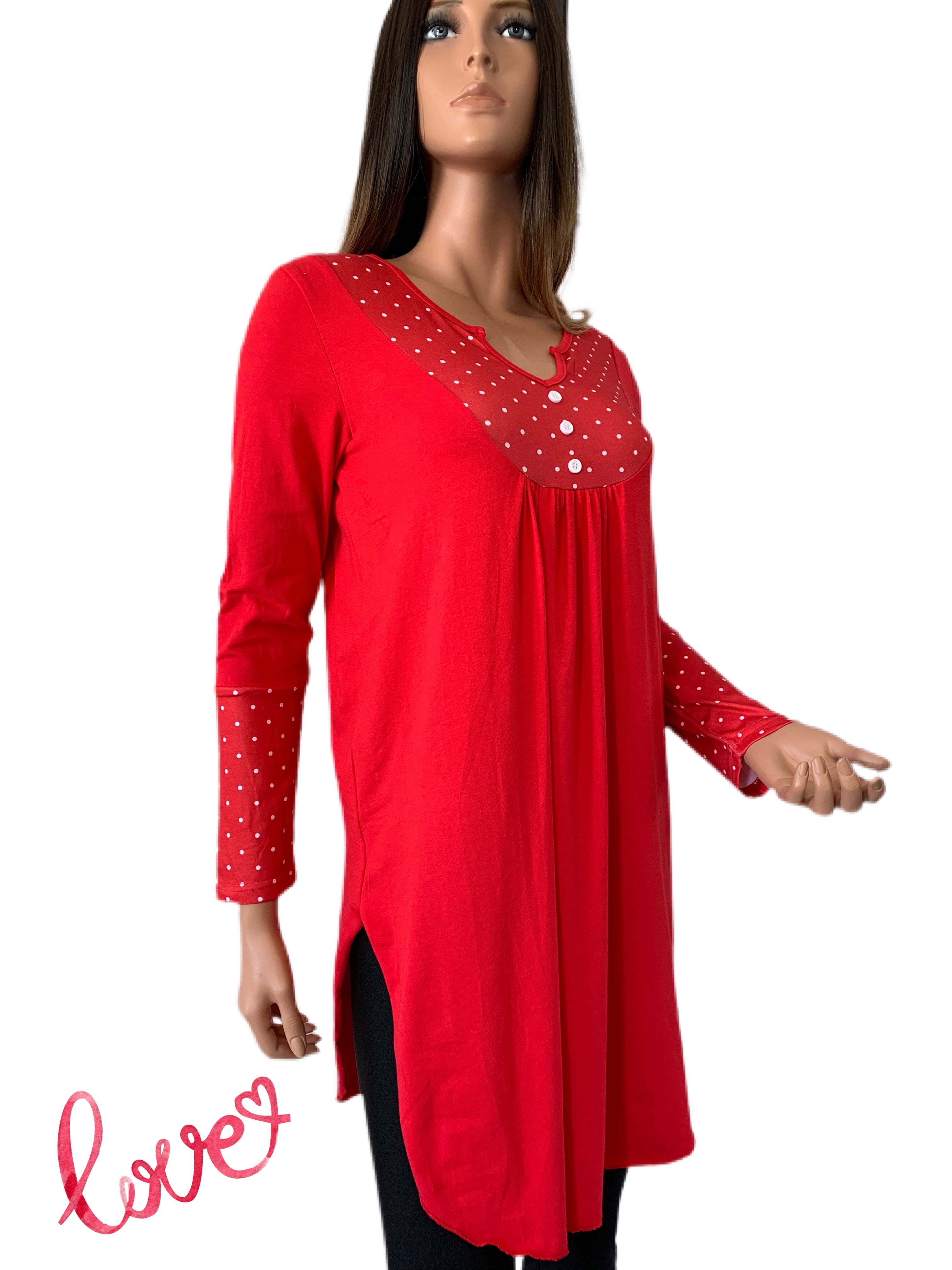 Red Polka Dot Accented Tunic