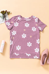 Rosy Pink Daisy Print T-shirt