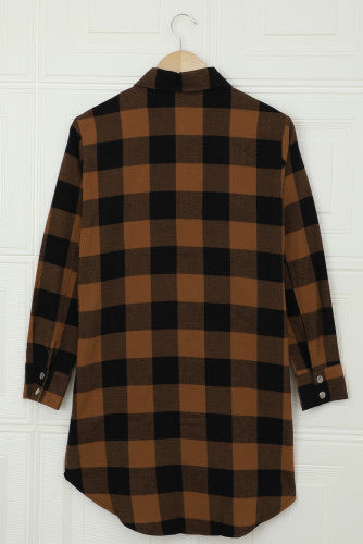 •This longline shirt coat is very figure flattering   •It can lay over any t-shirt or cami to create a trendy street style  •This plaid pattern is classic yet fashionable  •The elegant turn-down collar looks very formal and modest  •Nice   Runs according to size chart 