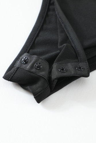 Black Sheer Rhinestone Studded Sleeveless Bodysuit