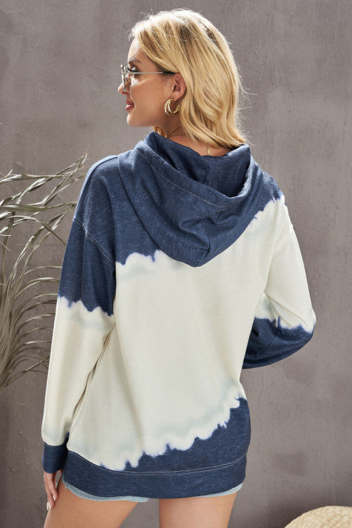 Navy/Cream Tie Dye Hooded Sweatshirt