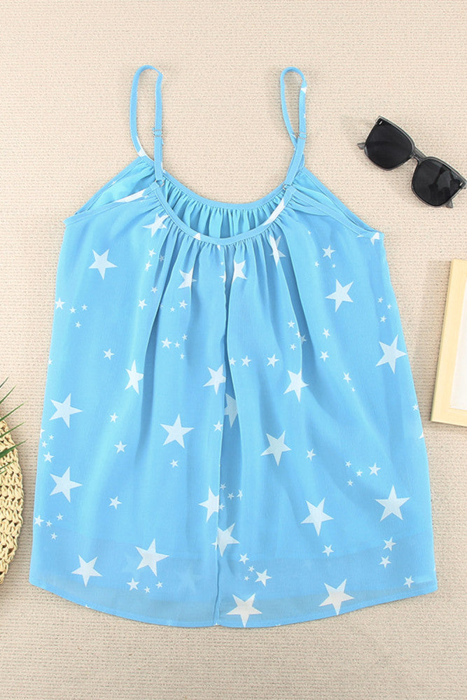 Stars In The Blue Sky Spaghetti Strap Tank Top