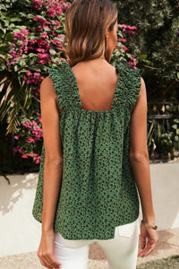 Green Mini Floral Smocked Flowy Tank