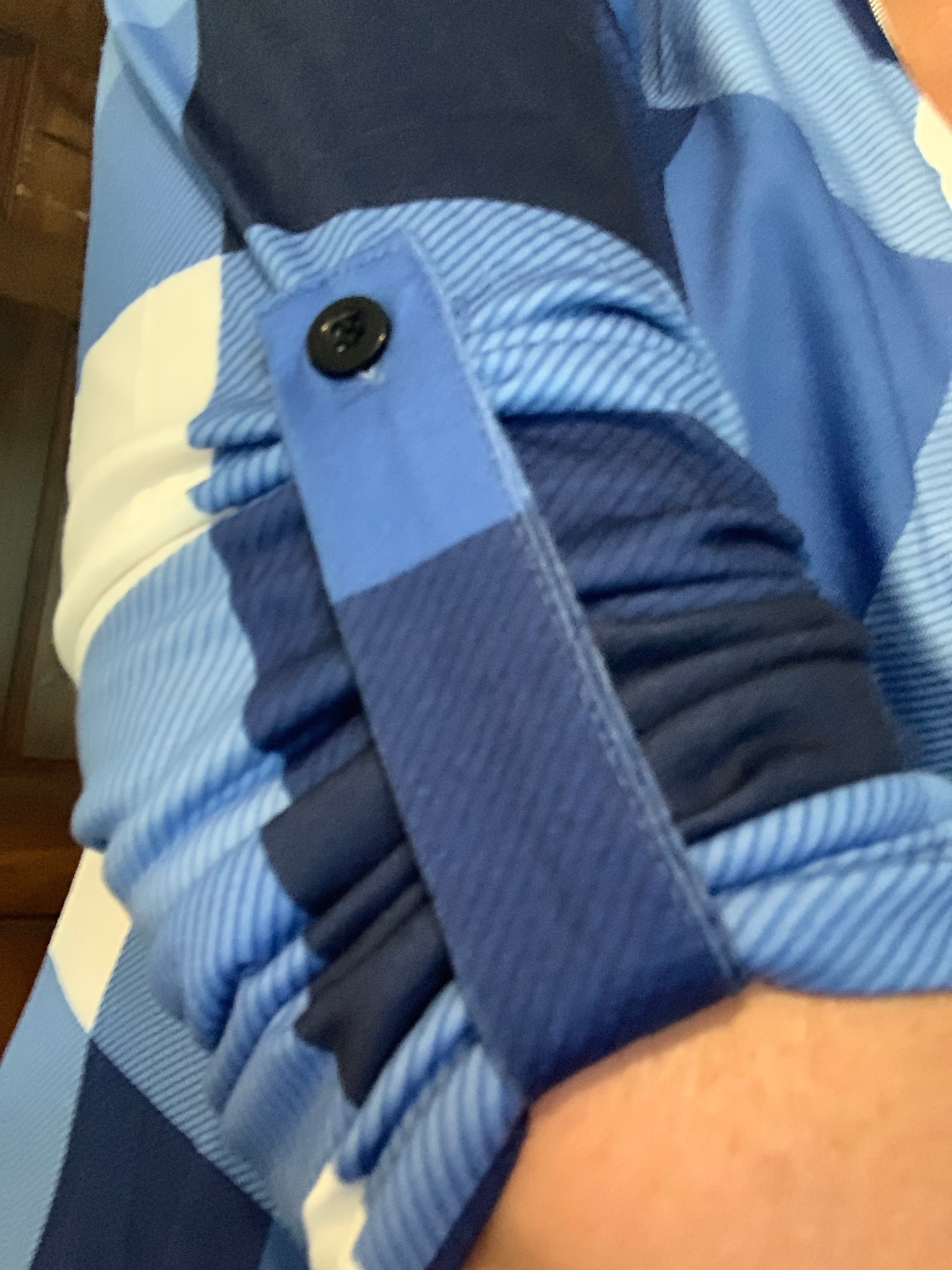 Blue Plaid Half Zip Long Sleeves Casual Shirt