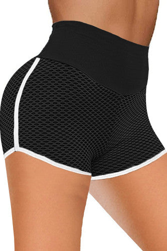 Black High Waist Contrast Stripe Lift Shorts