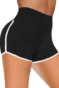 Black High Waist Contrast Stripe Lift Shorts