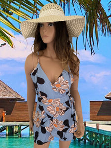 Periwinkle Blue Flowered Romper