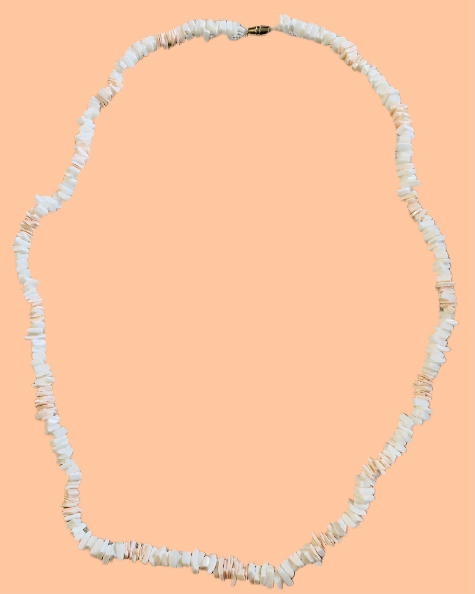 Coral Chipped Puka Shell Necklace