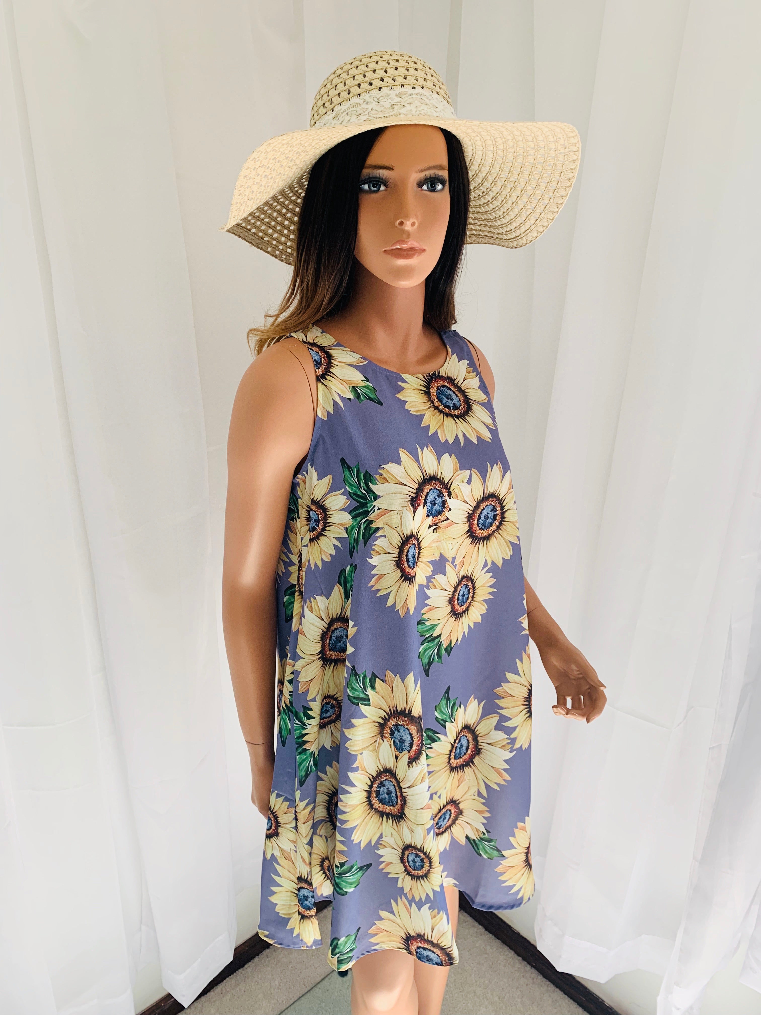 Purple Sunflower Silky Sun Dress